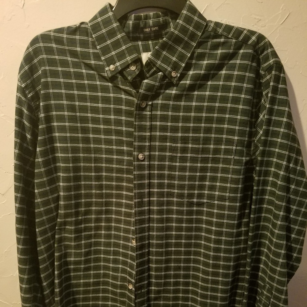 Green striped button down